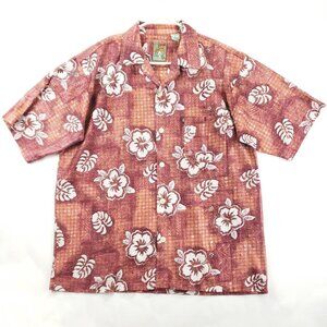Pineapple Connection Shirt Mens Large Pink Hawaiian Button-Up